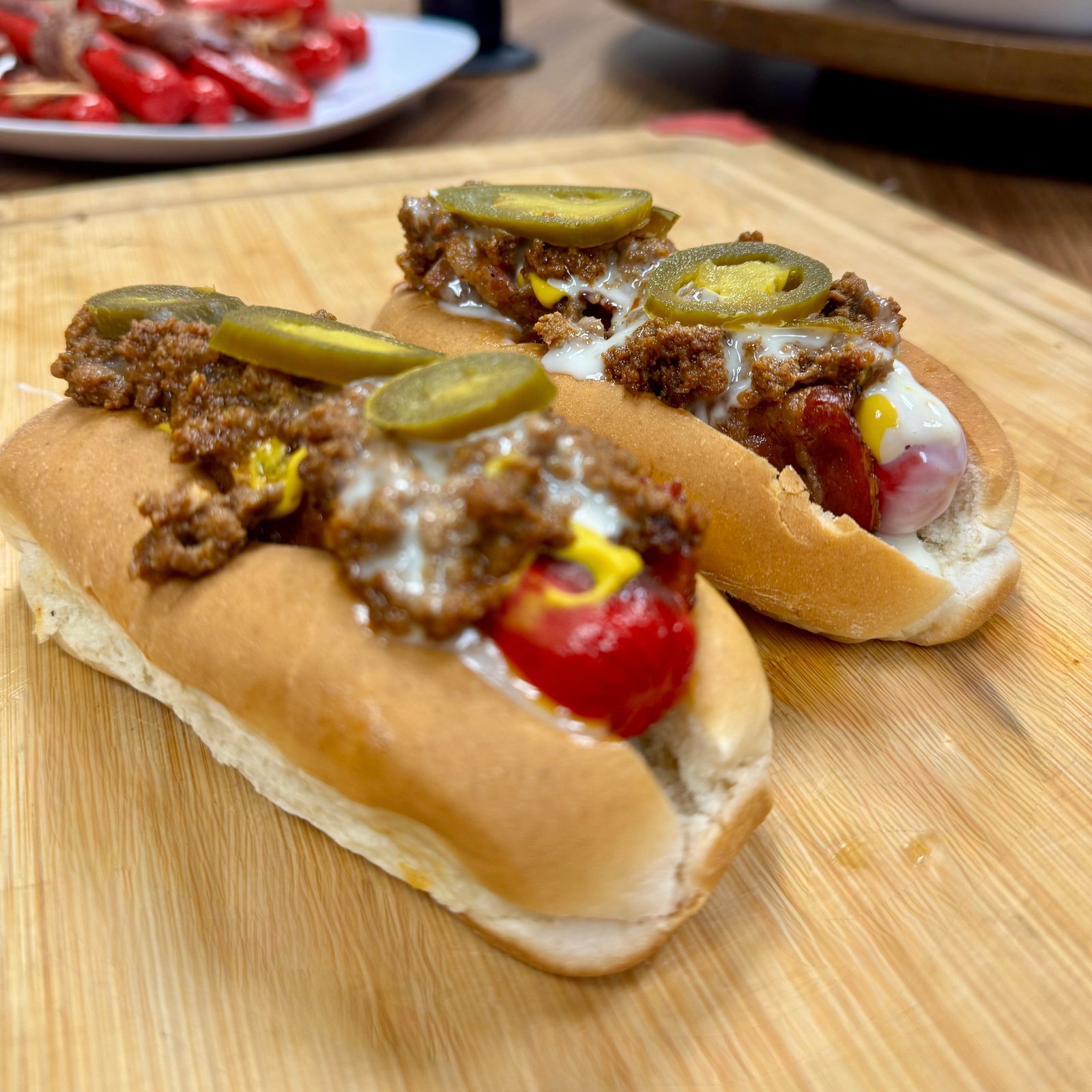 Bright Leaf Bacon-Wrapped Chili Cheese & Jalapenos Hot Dog