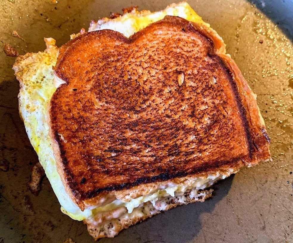 Bright Leaf Fried Bologna and Egg Sandwich on White Bread