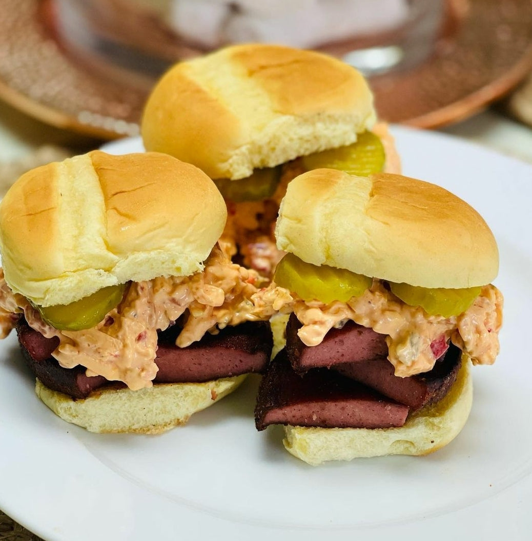 Bright Leaf Smoked Bologna and Pimento Cheese Sliders