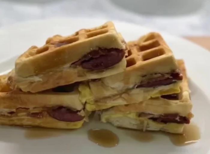 Bright Leaf Biscuit Wafflewich (Bacon and Smoked Sausage)