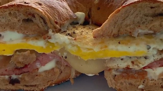 Bright Leaf Fried Bologna Bagel Sandwich