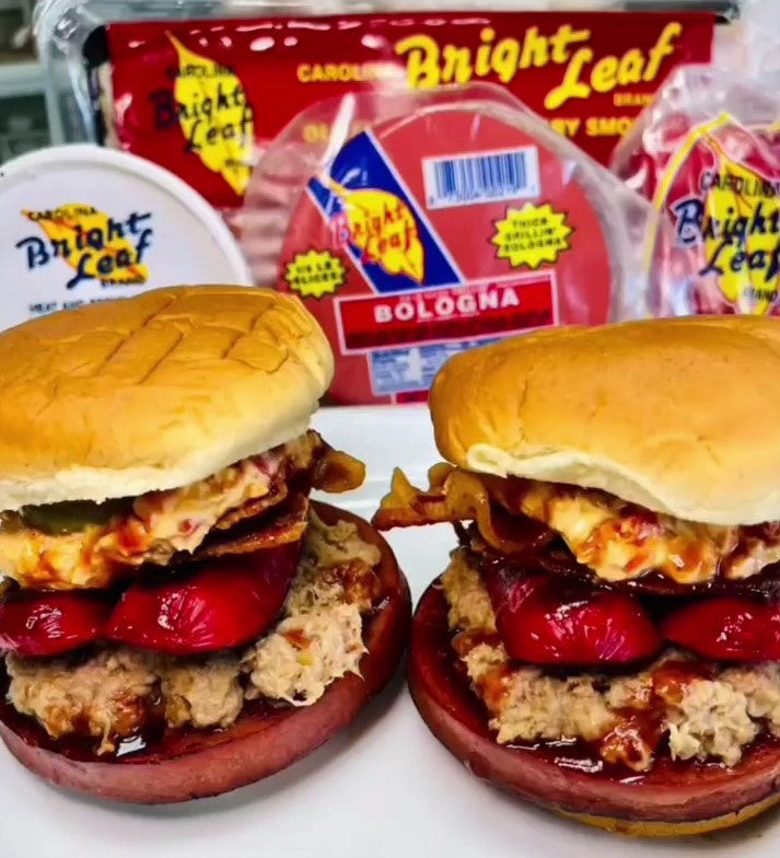 Bright Leaf Hogzilla Sandwich (Bacon, BBQ, Bologna and Red Hots)