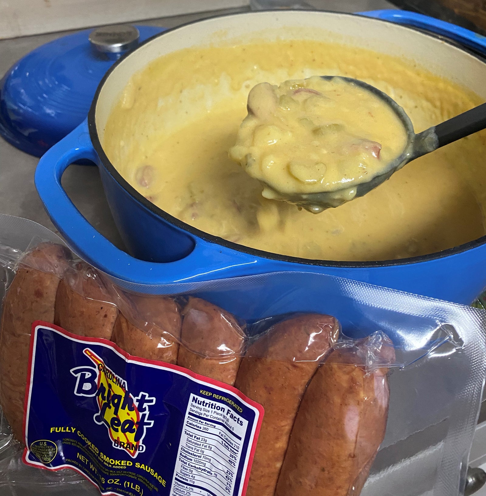 Bright Leaf Cheesy Potato Smoked Sausage Soup
