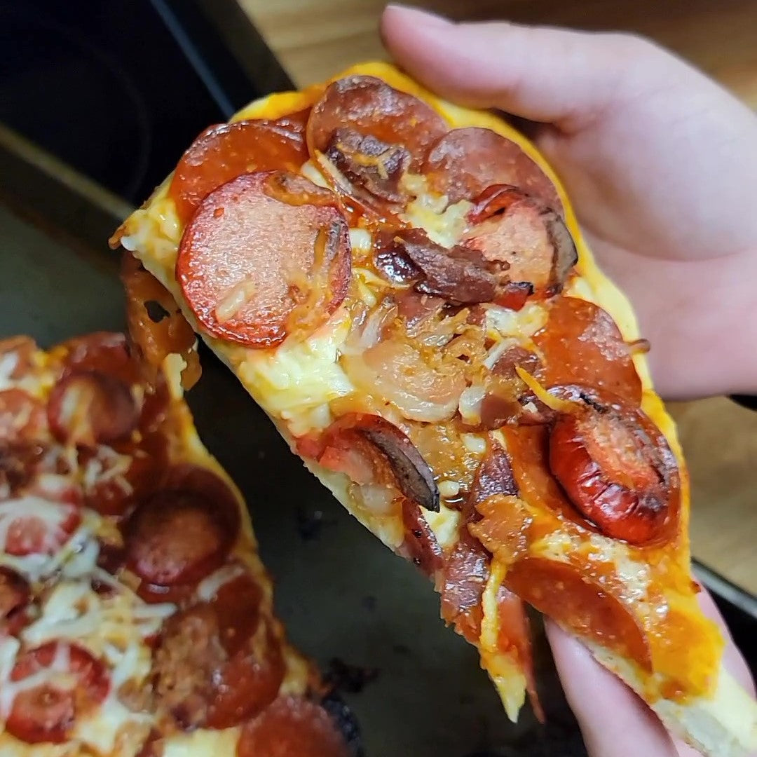 Bright Leaf Heart-Shaped Red Hot Meat Lover's Pizza (Bacon and Red Hots)