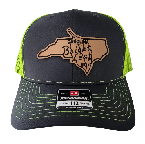 Leather Patch - Charcoal / Neon Green Mesh Snapback Hat (Structured)