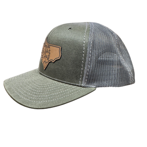 *NEW* Bright Leaf / NC Leather Patch - Green & Light Gray Mesh