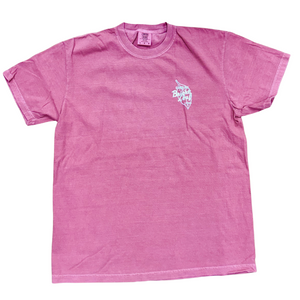 Bright Leaf T-Shirt: White Logo with Washed Colors (Blue & Red)