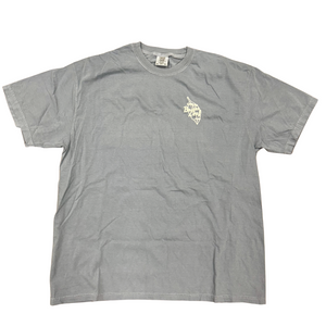 Bright Leaf T-Shirt: White Logo with Washed Colors (Blue & Red)