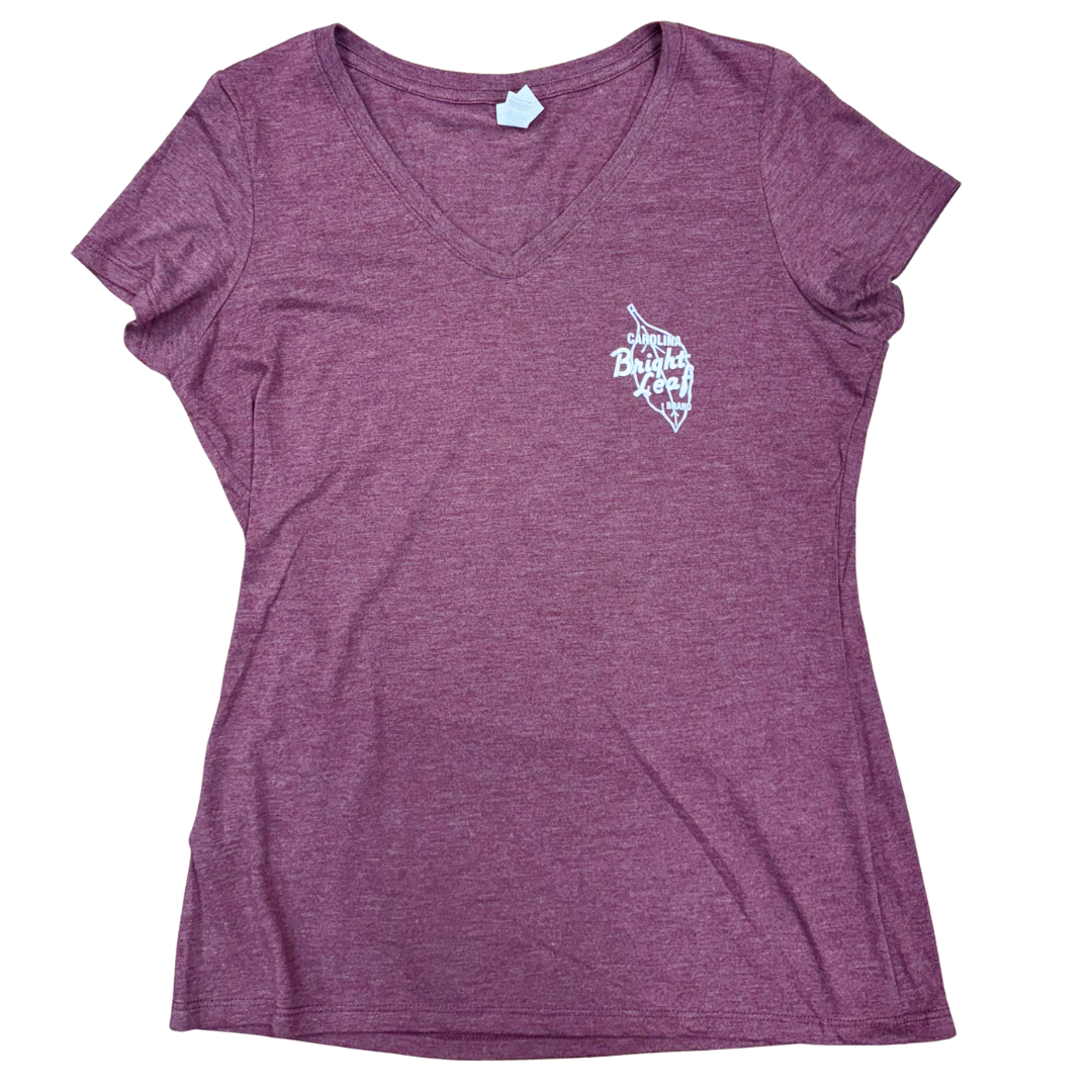 Bright Leaf T-Shirt (V-Neck - Burgundy)
