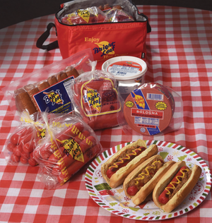 The Bright Leaf Classic Gift Bag (2- Hot Dogs, 1- Red Hot, 1-Smoked Sausage, 1-chili, 1-Thick Grillin' Bologna)